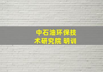 中石油环保技术研究院 明训